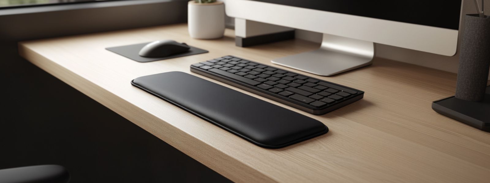 Repose-poignet pour souris en mousse mémoire sur bureau ergonomique