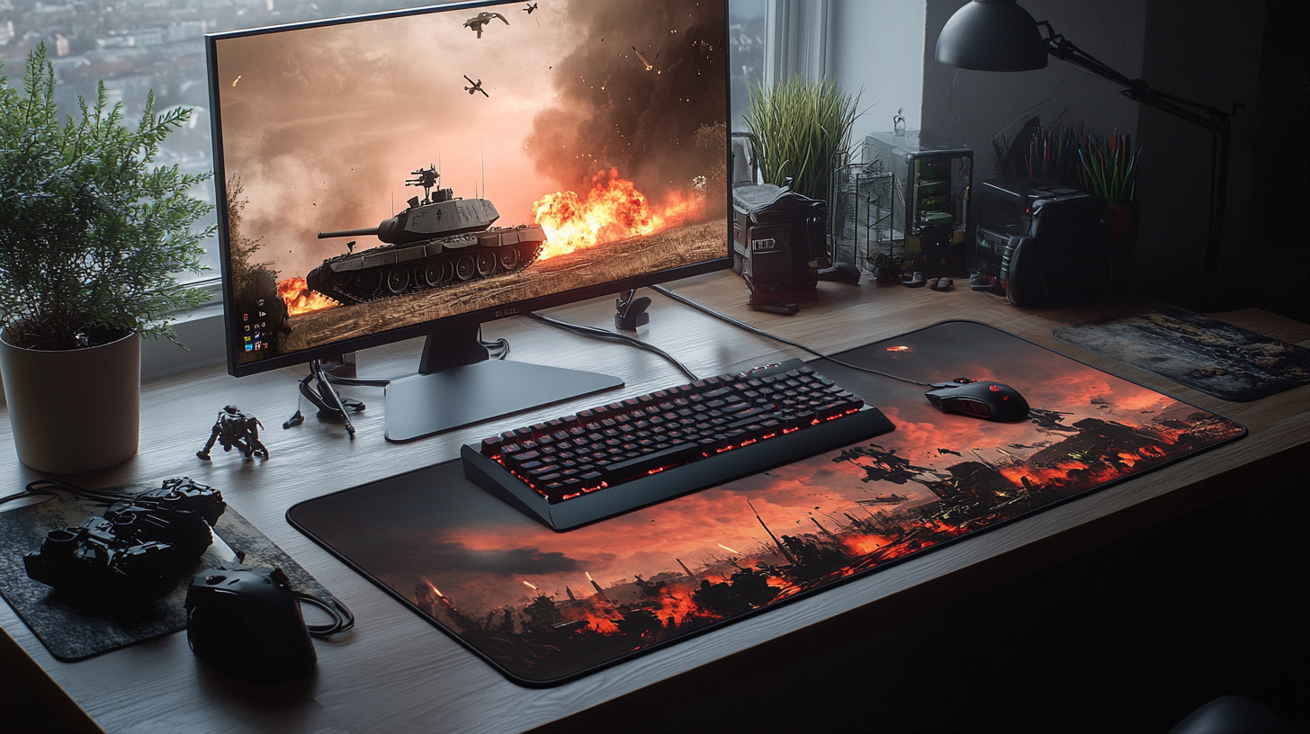 Tapis de souris soldat sur un bureau minimaliste