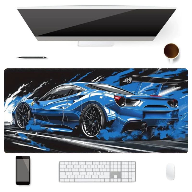 Tapis de Souris XXL Ferrari 488 Blue Thunder