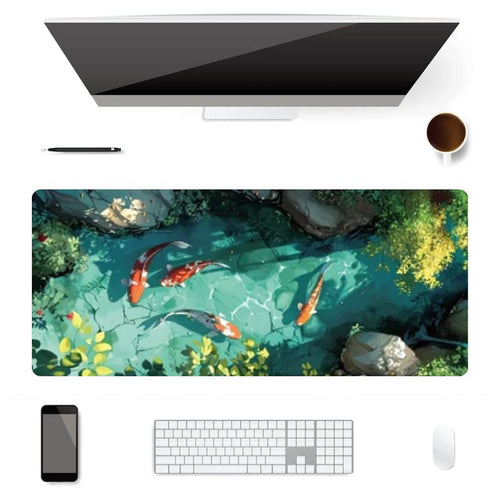 Tapis de Souris XXL Gamer Étang & Carpes Koi