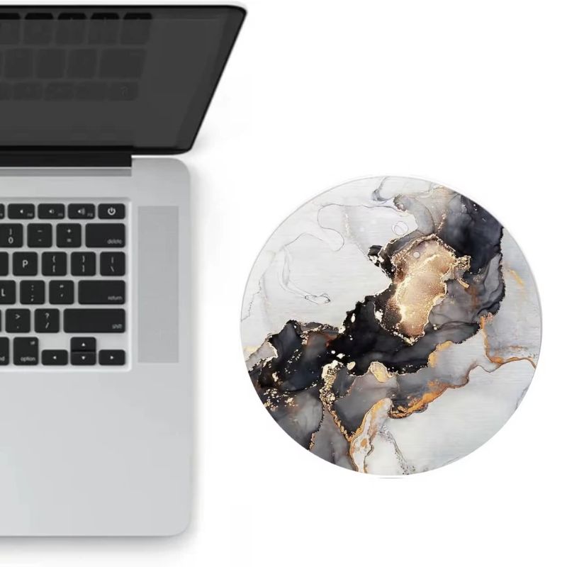 Tapis de Souris Rond Marbré Gris