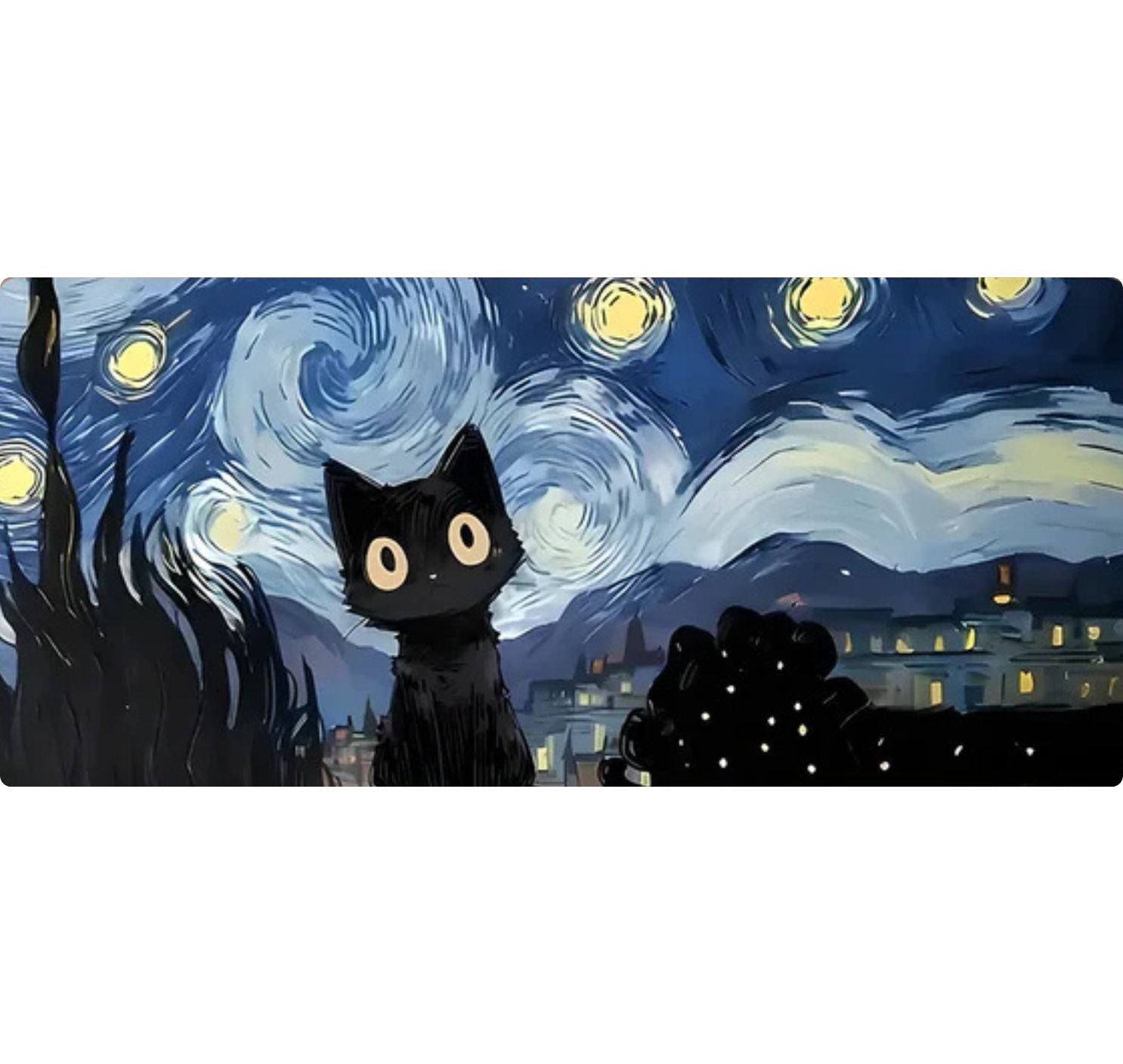 Tapis de Souris XXL Chat sous les Étoiles
