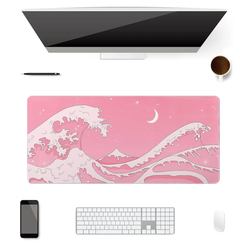 Tapis de souris XXL Vagues kanagawa rose