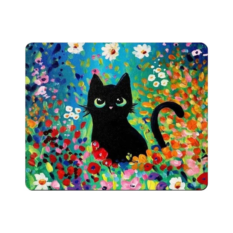 Tapis de souris Chat Fleurs