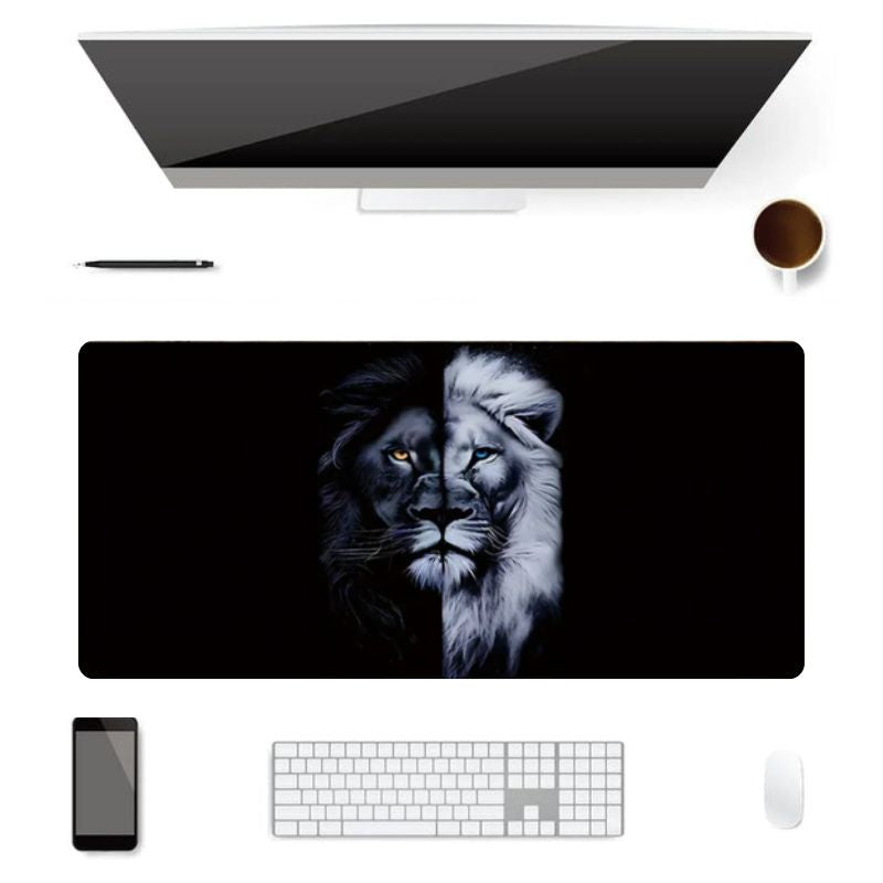 Tapis de Souris XXL Lion Noir et Blanc