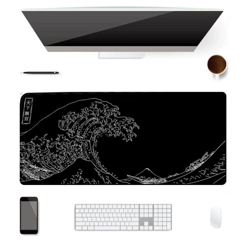 Tapis de souris XXL Vagues kanagawa noir