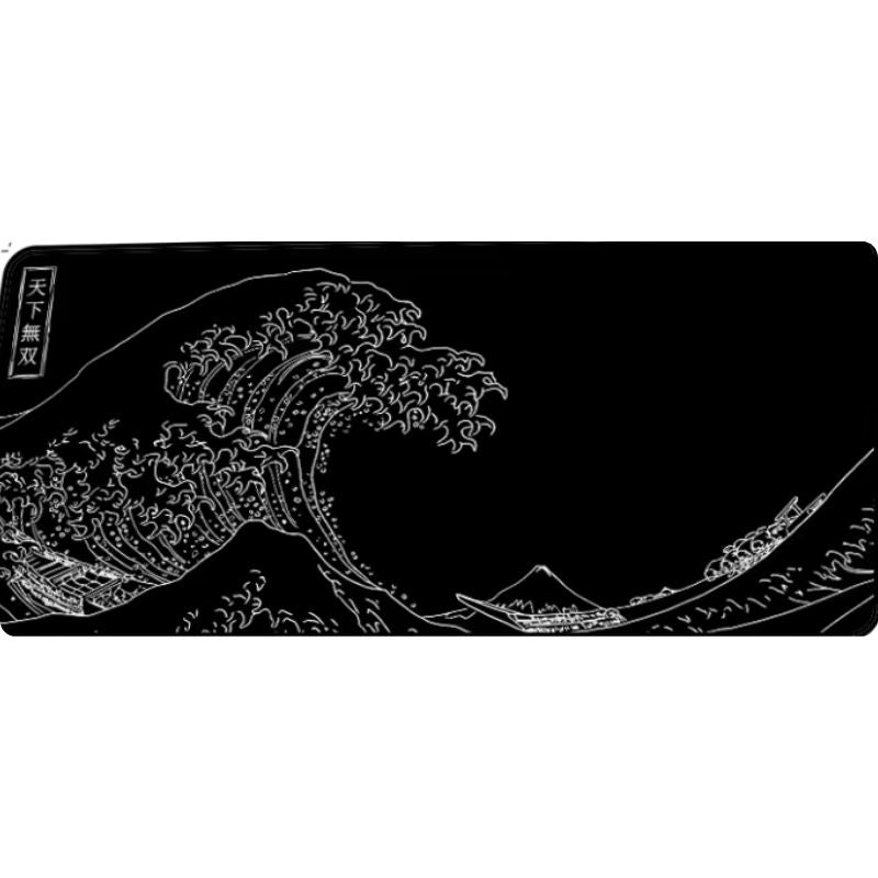 Tapis de souris XXL Vagues kanagawa noir