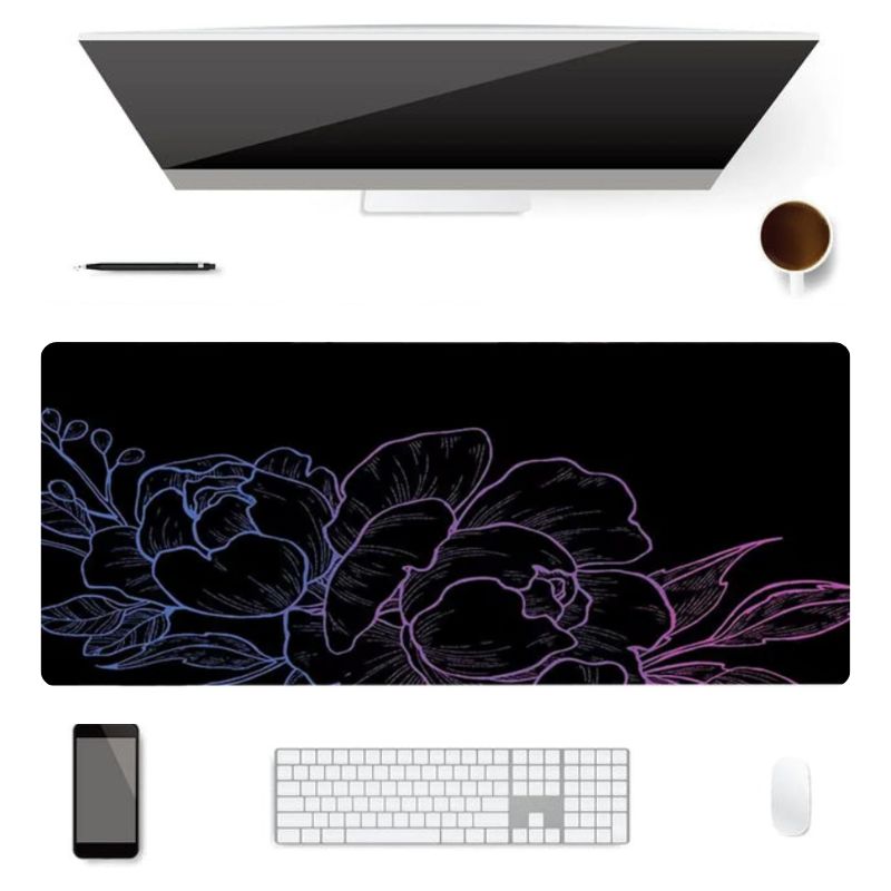 Tapis de Souris XXL Fleurs Néon