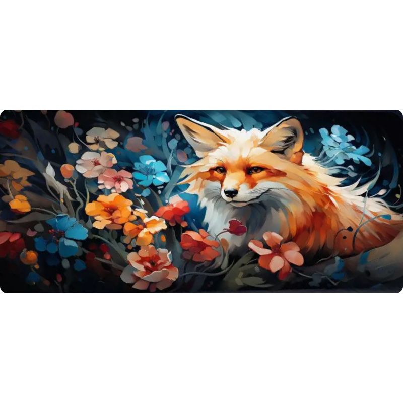 Tapis de Souris XXL Renard & Fleurs