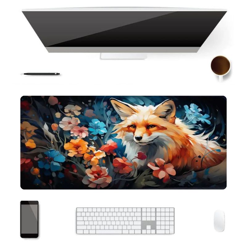 Tapis de Souris XXL Renard & Fleurs