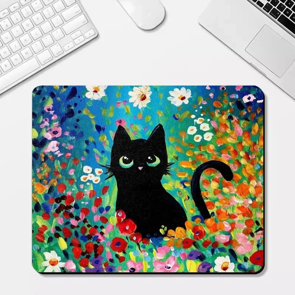 Tapis de souris Chat Fleurs