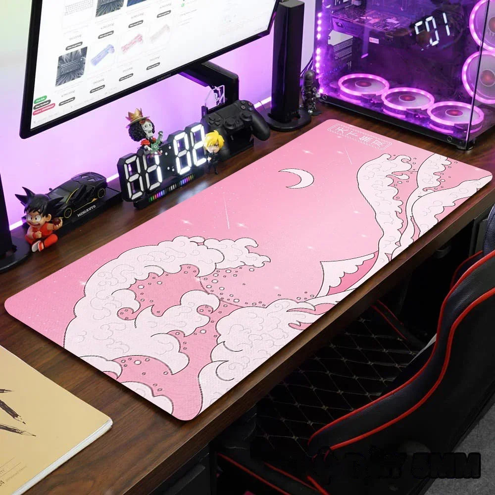 Tapis de souris XXL Vagues kanagawa rose