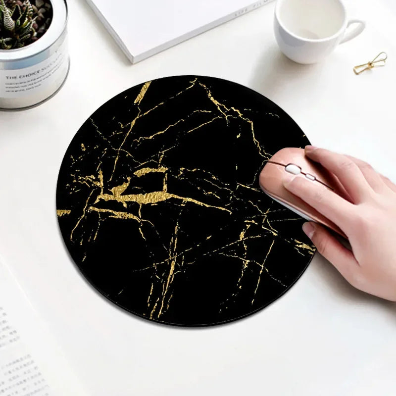 Tapis de Souris Rond Marbré Gold