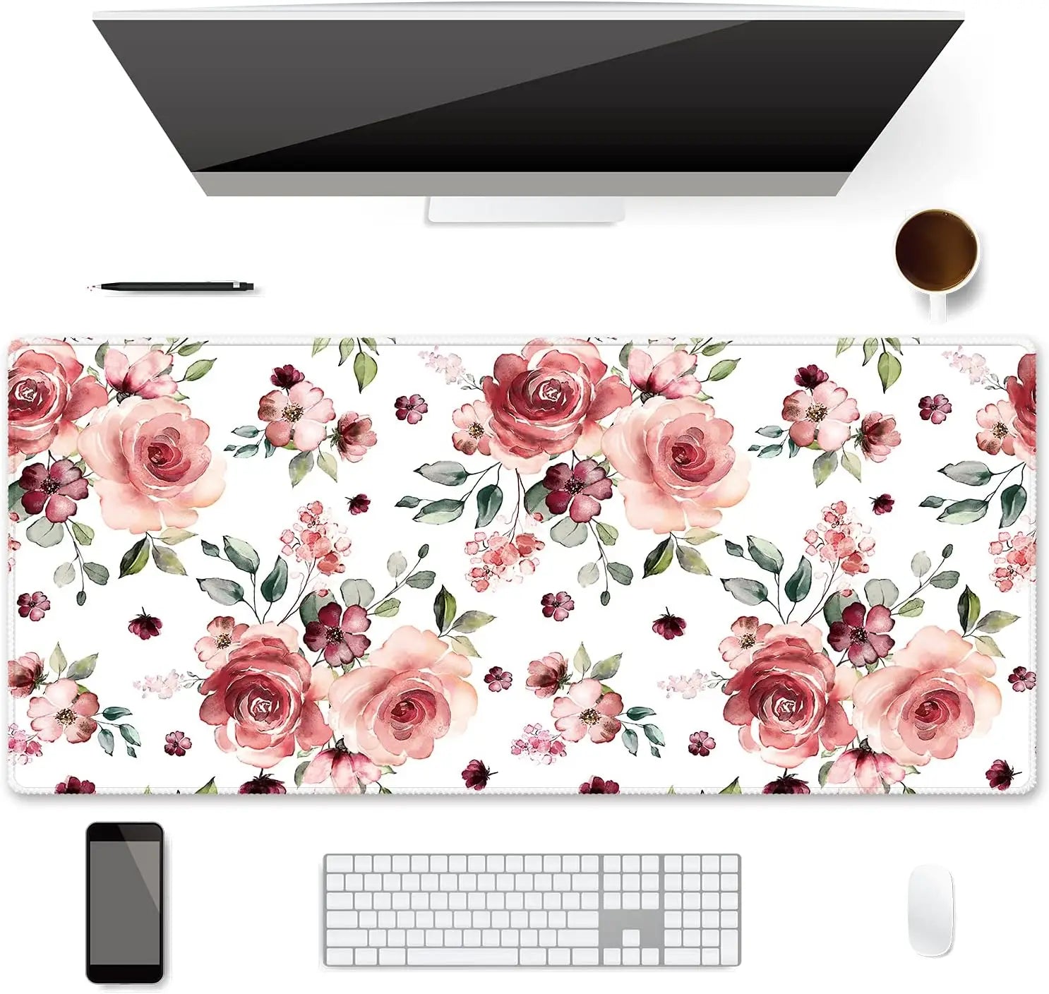 Tapis de Souris XXL Roses Aquarelle